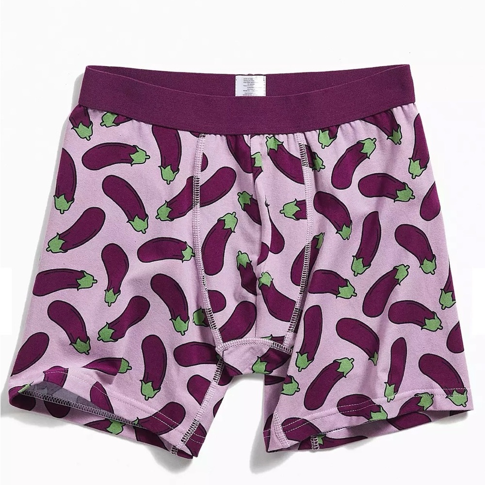 NWOT Men's Purple Eggplant Print Boxer Briefs